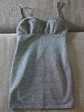 Lily Rose Silver Sparkle Bustier Mini Dress